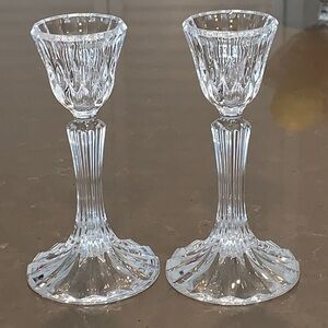 Vintage Cut Lead Crystal Candlestick Holders 6 3/4”